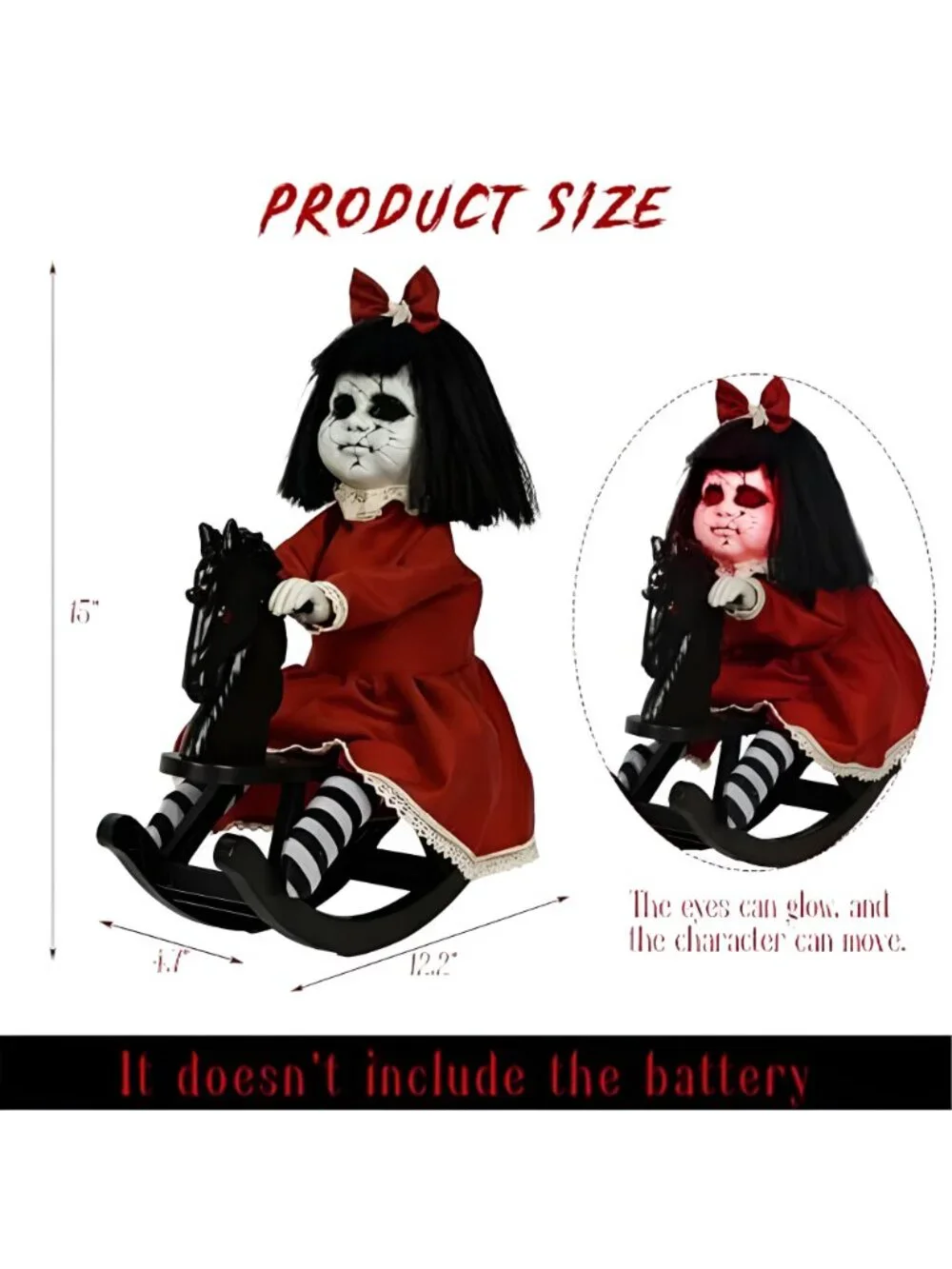 Halloween Animatronic Decorations, Sound Activated Girl Doll on